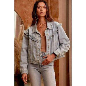 Bella Ruffle Light Wash Denim Jacket